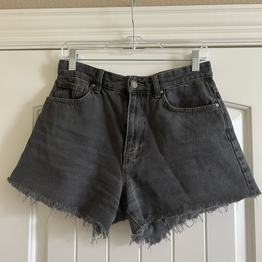 Cotton On Black Jean Shorts High-Waisted Frayed Hem